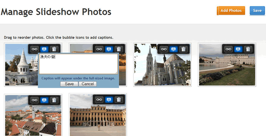 Manage Slideshow Photos